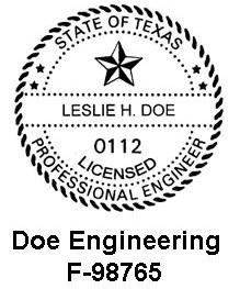 Firm seal example showing standard seal plus name of firm typed underneath.